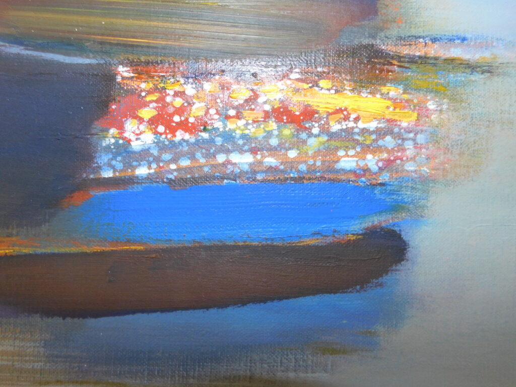 Peinture colorée abstraite exposée au Grand Presbytère, Salle d’exposition Martres Tolosane.