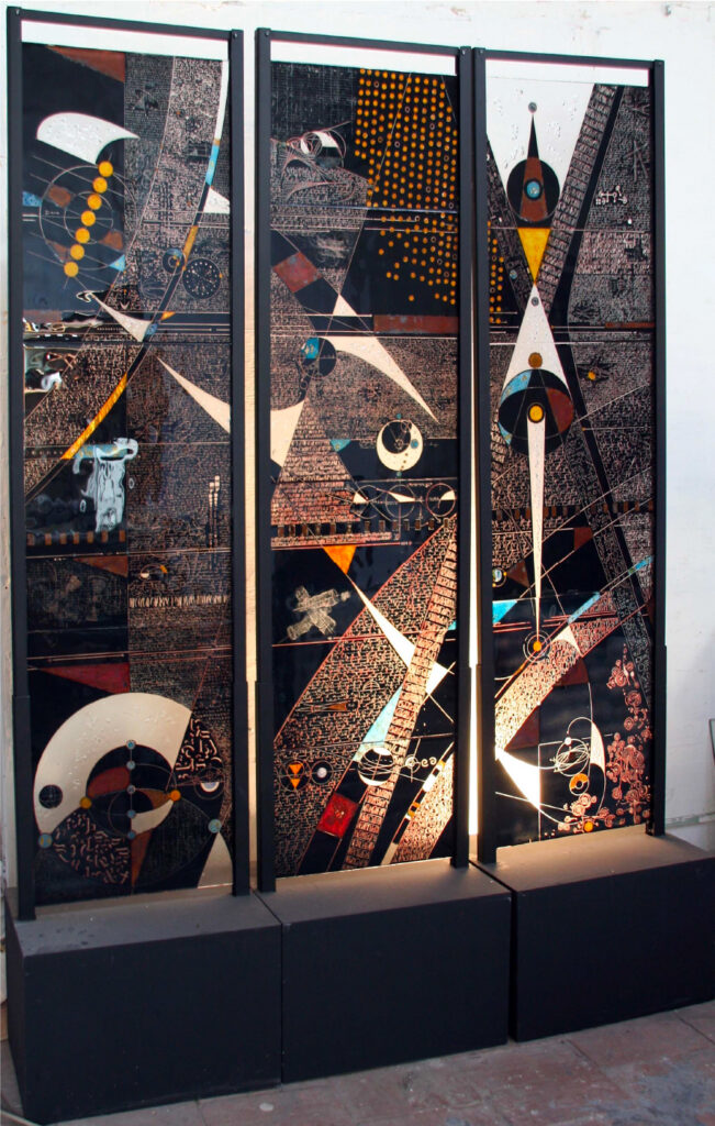 Panneau artistique exposé au Grand Presbytère, Salle d’exposition Martres Tolosane.