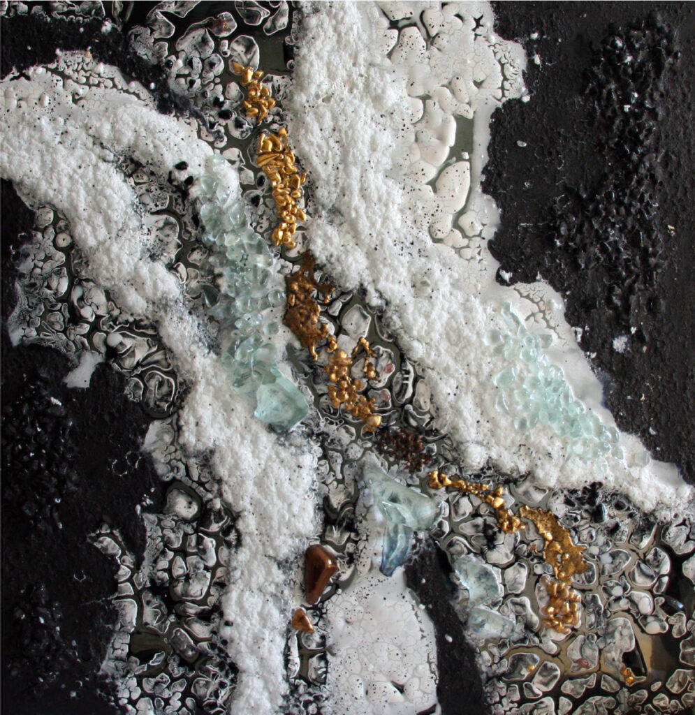 Œuvre abstraite avec des textures et des couleurs, Le Grand Presbytère.