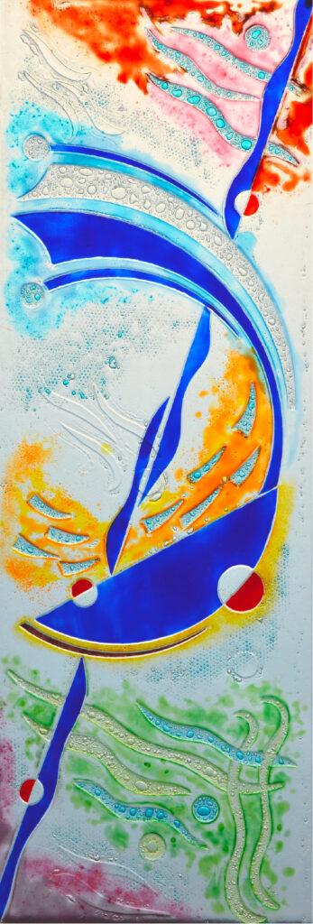 Œuvre colorée abstraite à la Salle d’exposition Martres Tolosane, Le Grand Presbytère.