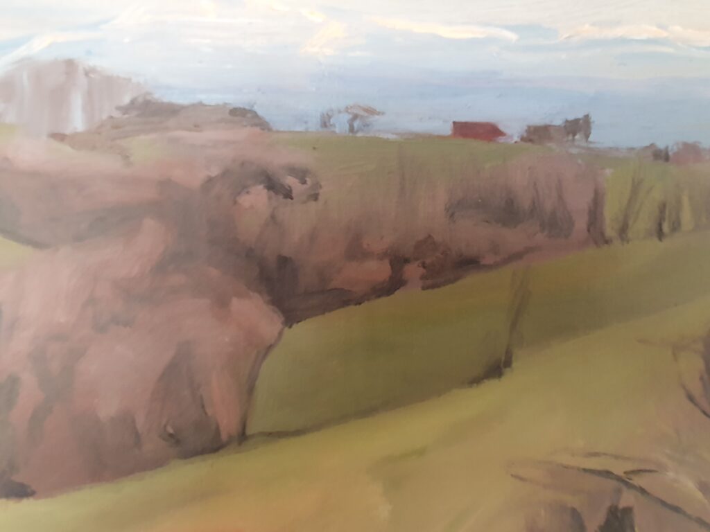 Peinture évoquant le paysage au Le Grand Presbytère, Salle d’exposition Martres Tolosane.