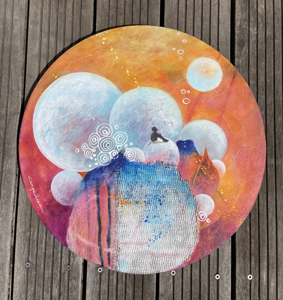  œuvre abstraite colorée, Le Grand Presbytère, Salle d’exposition Martres Tolosane