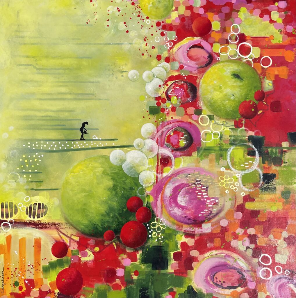 Œuvre colorée abstraite exposée au Grand Presbytère; Salle d’exposition Martres Tolosane.